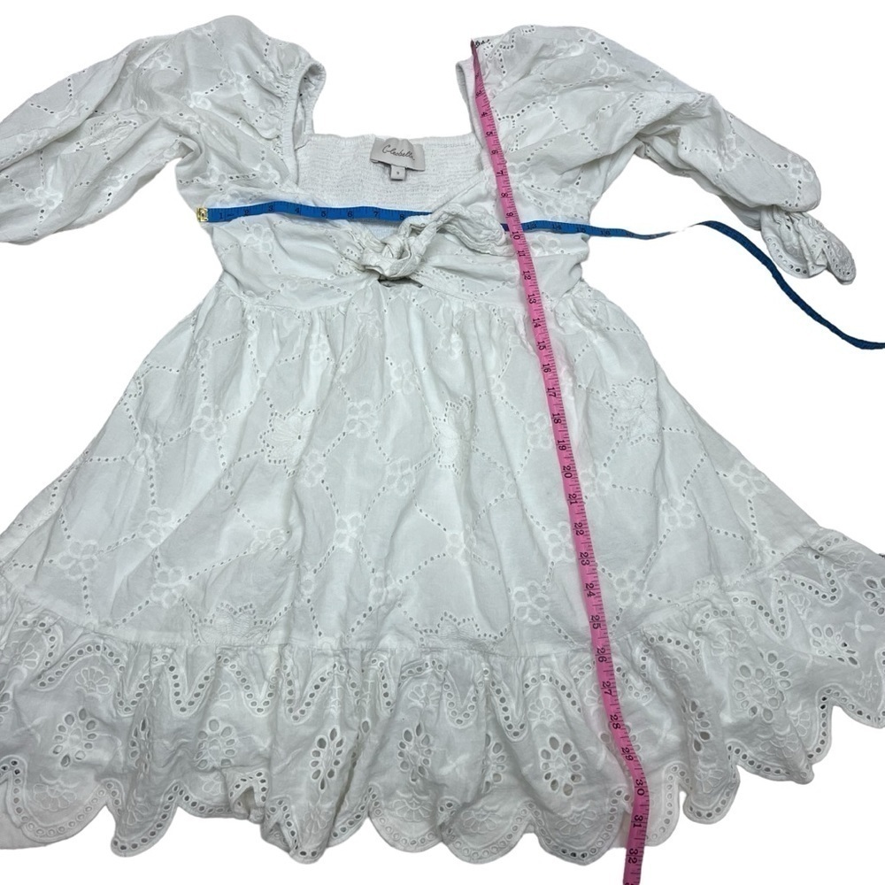 Cleobella Leona Mini Dress - Ivory S Eyelet Smocked Ruffle - Picture 11 of 12